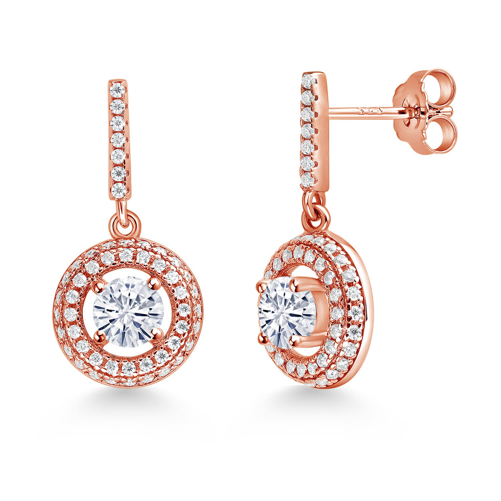 White Moissanite - April_Earrings in 925 Rose Gold Plated Silver