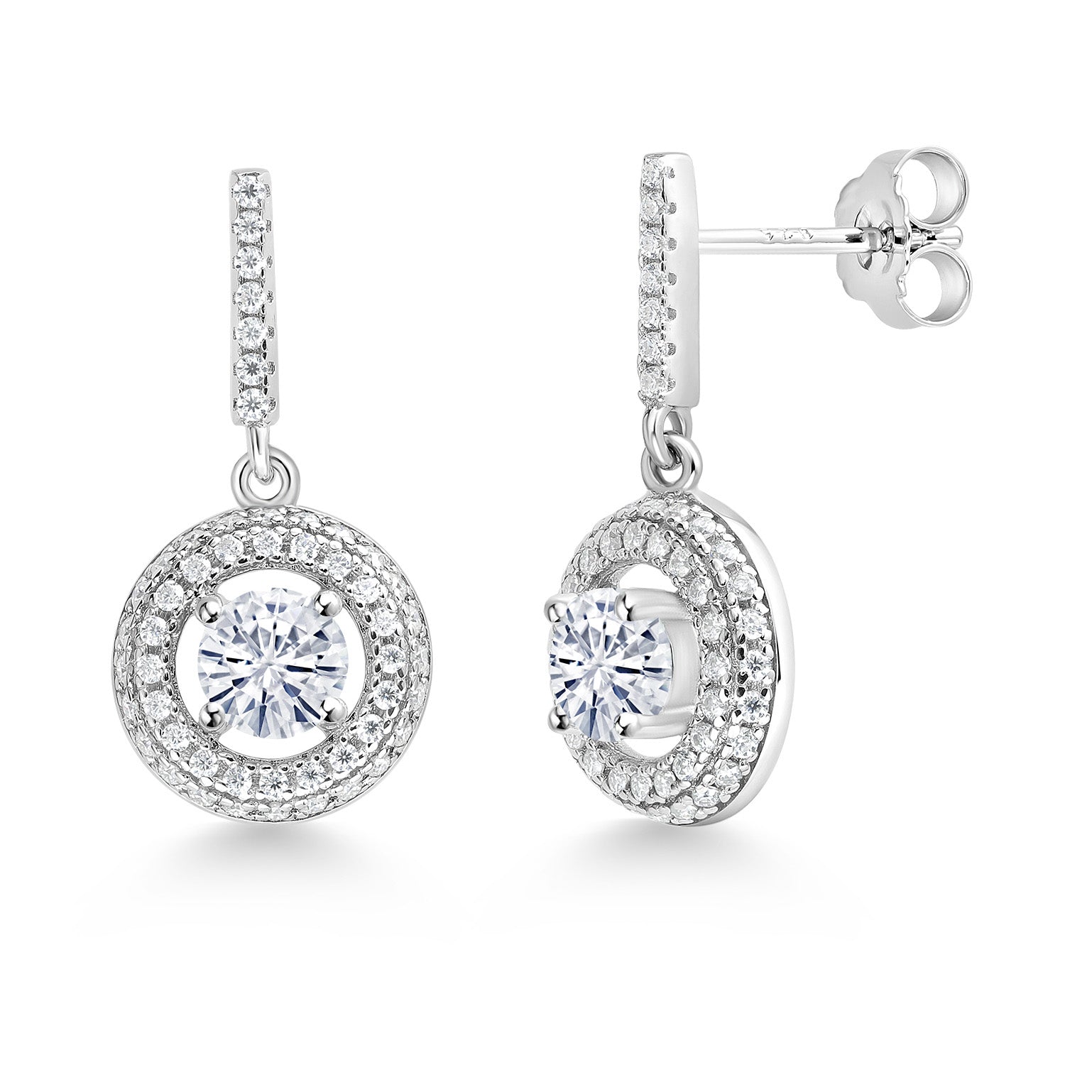 White Moissanite - April_Earrings in 925 Sterling Silver