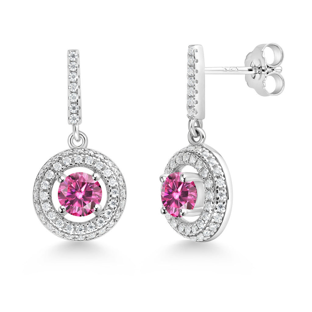 Pink Moissanite - April_Earrings in 925 Sterling Silver