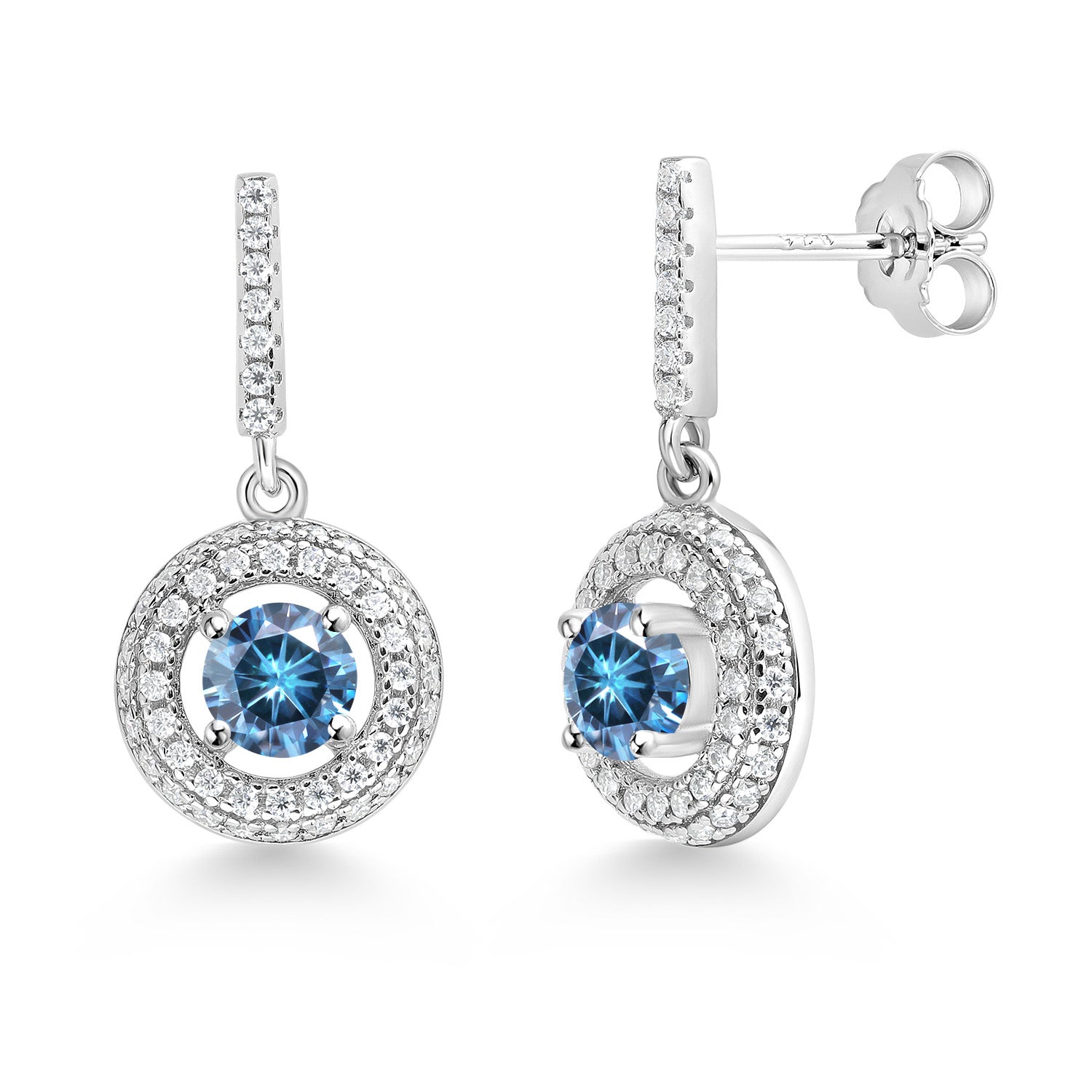 Persian Blue Moissanite - April_Earrings in 925 Sterling Silver