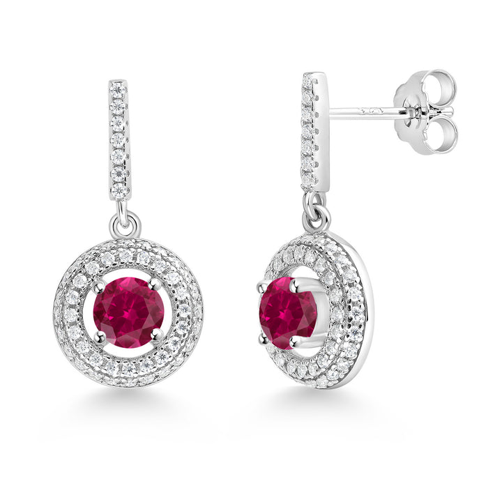 Created Ruby - July_Earrings in 925 Sterling Silver