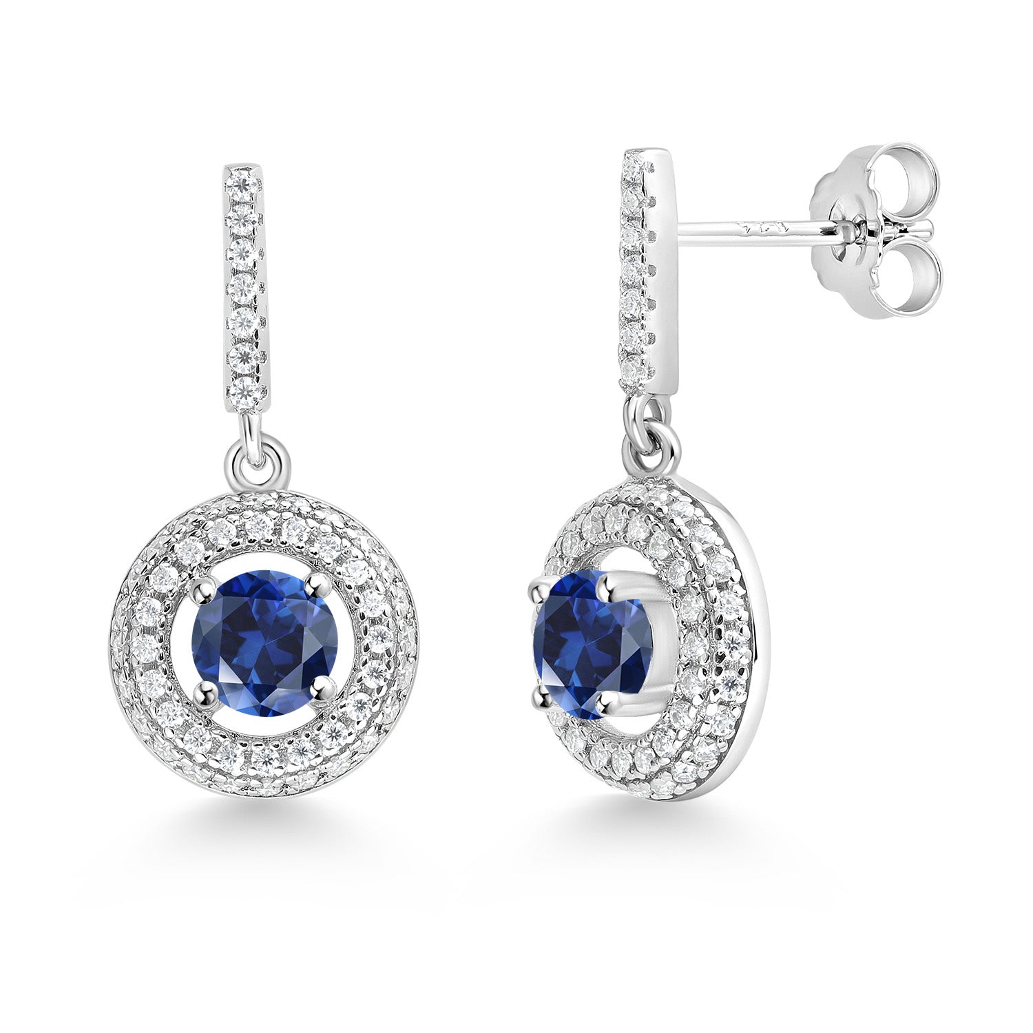 Blue Created Sapphire - September_Earrings in 925 Sterling Silver