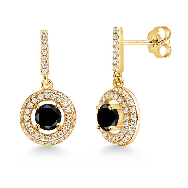 Black Diamond - April_Earrings in 925 Yellow Gold Plated Silver