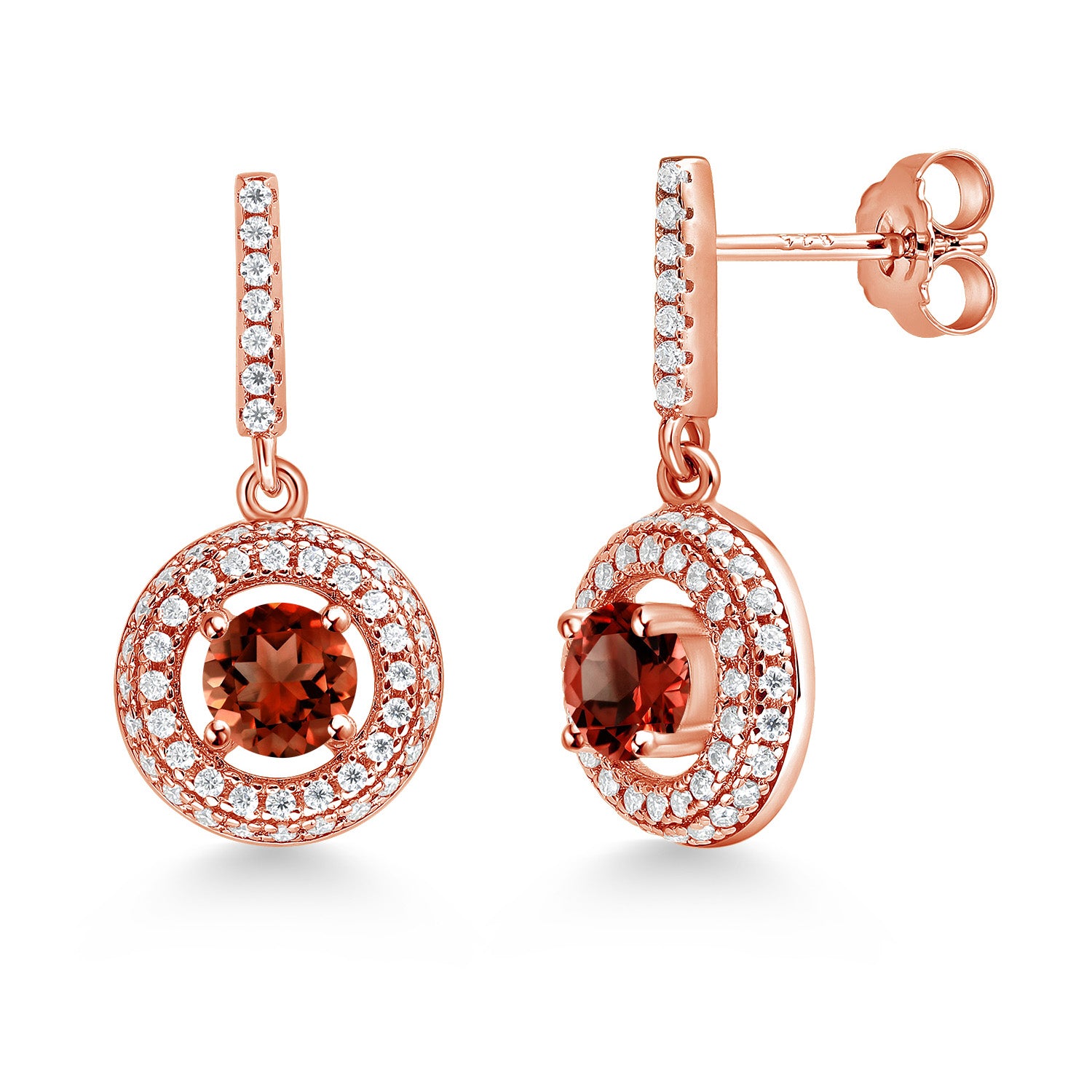 Garnet - January_Earrings in 925 Rose Gold Plated Silver