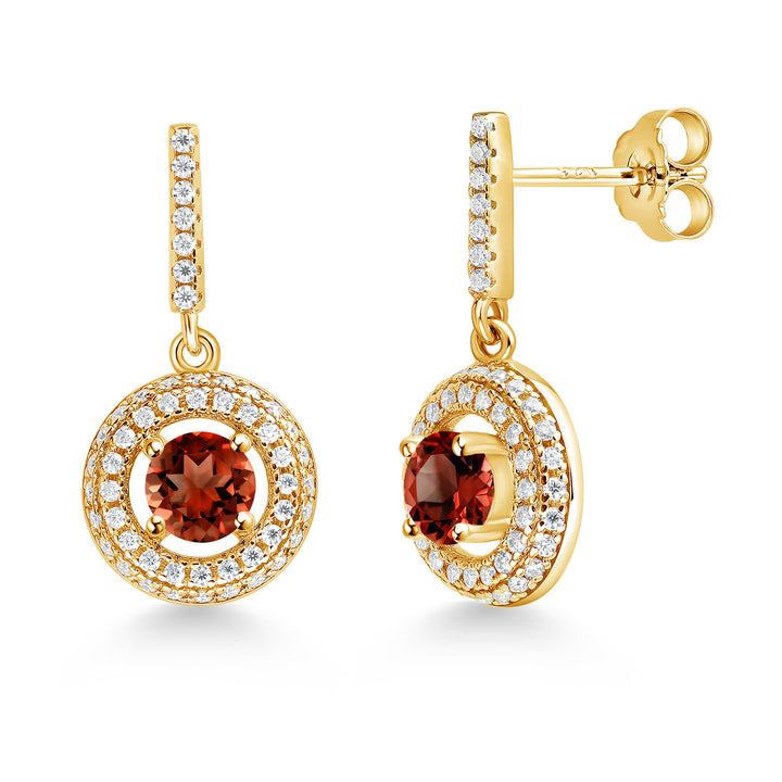 Garnet - January_Earrings in 925 Yellow Gold Plated Silver