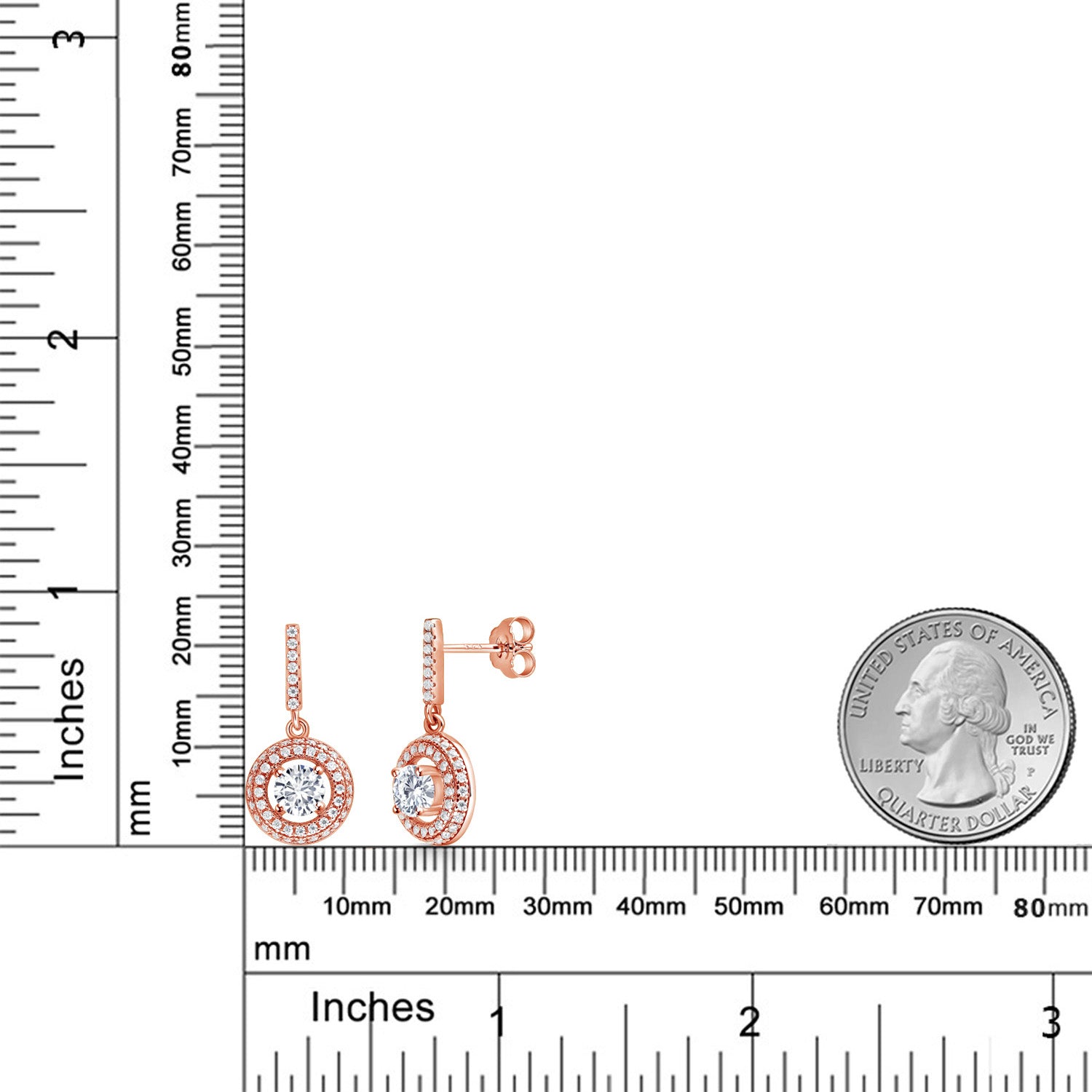 E - F and Near Colorless (GH)_Earrings in 925 Rose Gold Plated Silver