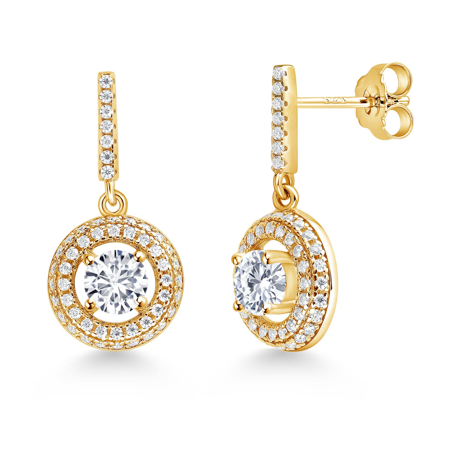 White Lab Grown Diamond - April_Earrings in 925 Yellow Gold Plated Silver