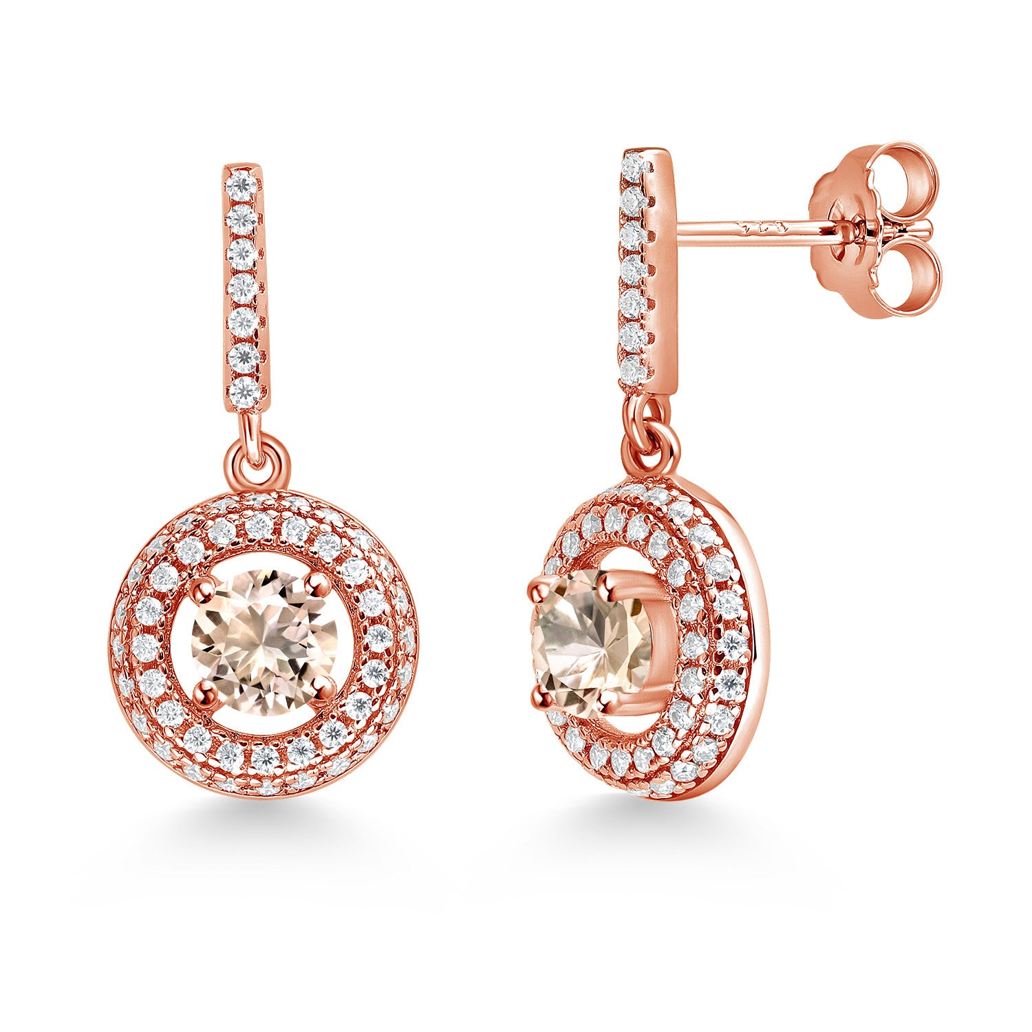 Morganite - October_Earrings in 925 Rose Gold Plated Silver