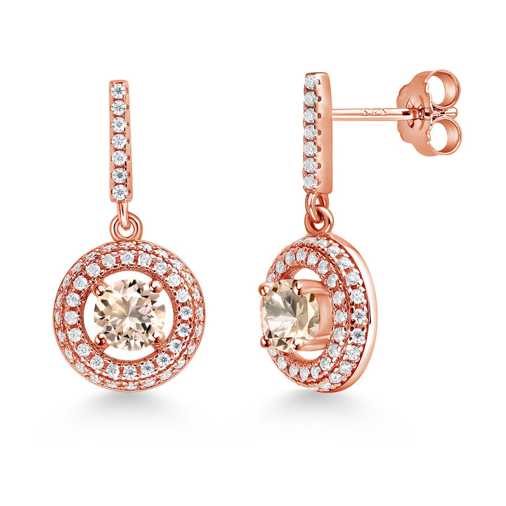 Morganite - October_Earrings in 925 Rose Gold Plated Silver
