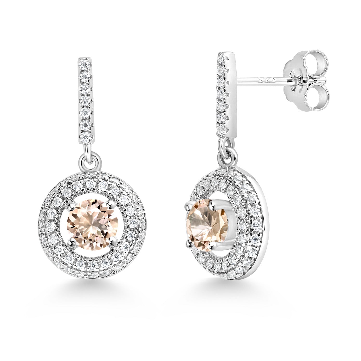 Morganite - October_Earrings in 925 Sterling Silver