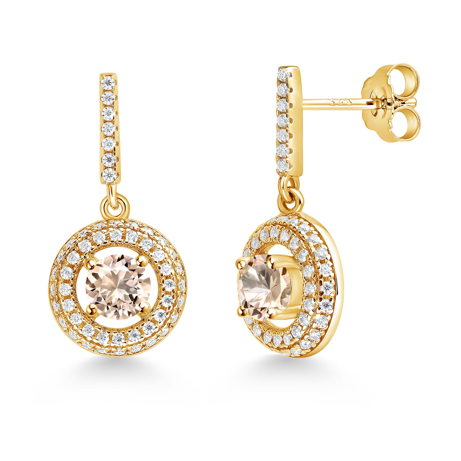 Morganite - October_Earrings in 925 Yellow Gold Plated Silver