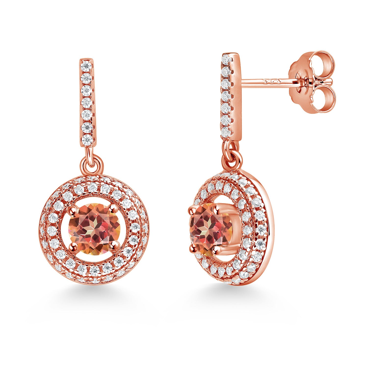 Ecstasy Mystic Topaz_Earrings in 925 Rose Gold Plated Silver