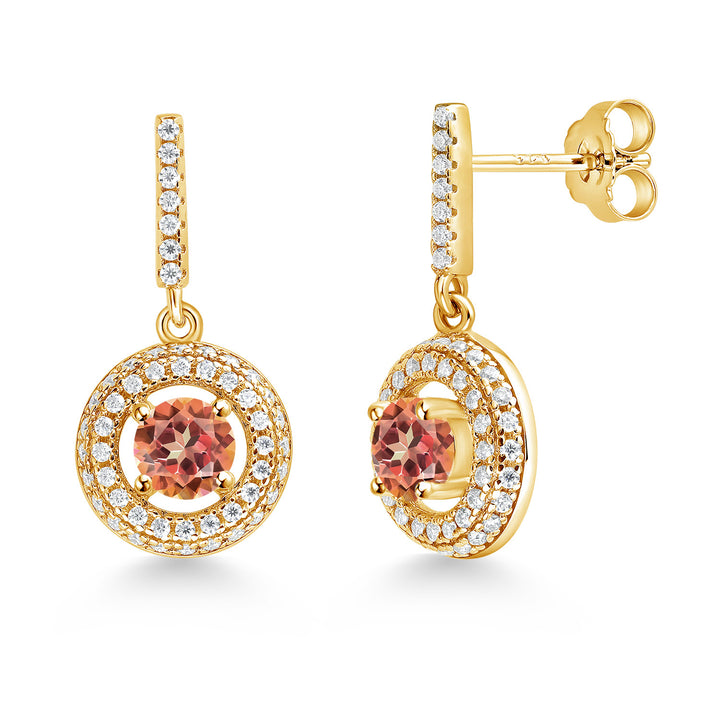Ecstasy Mystic Topaz_Earrings in 925 Yellow Gold Plated Silver