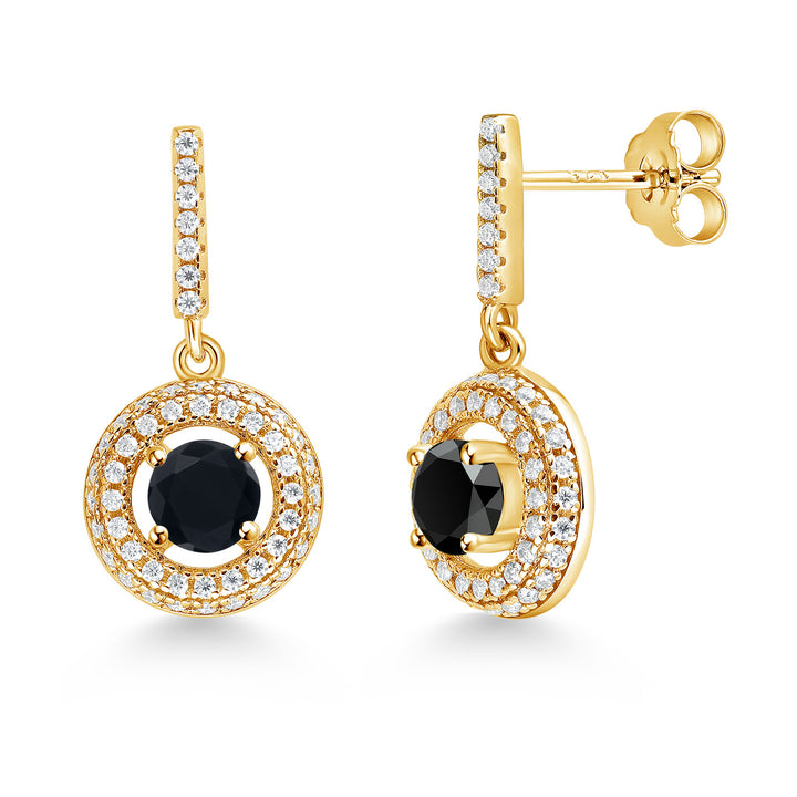 Onyx - December_Earrings in 925 Yellow Gold Plated Silver