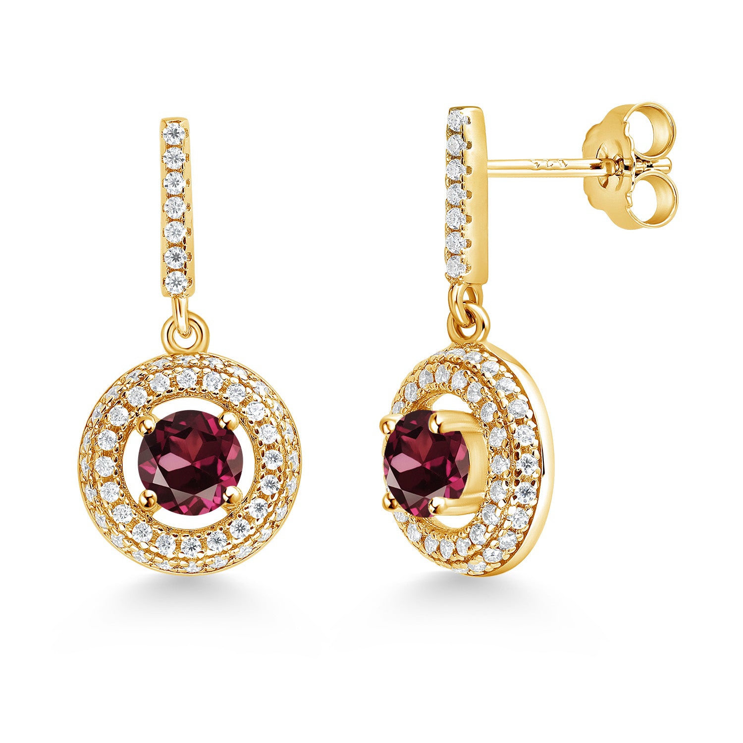 Rhodolite Garnet_Earrings in 925 Yellow Gold Plated Silver