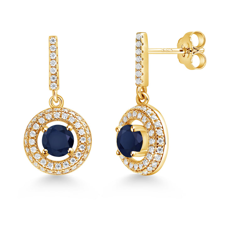 Blue Sapphire - September_Earrings in 925 Yellow Gold Plated Silver