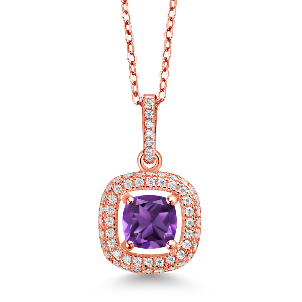 Amethyst - February_925 Rose Gold Plated Silver_Pendant in 925 Rose Gold Plated Silver