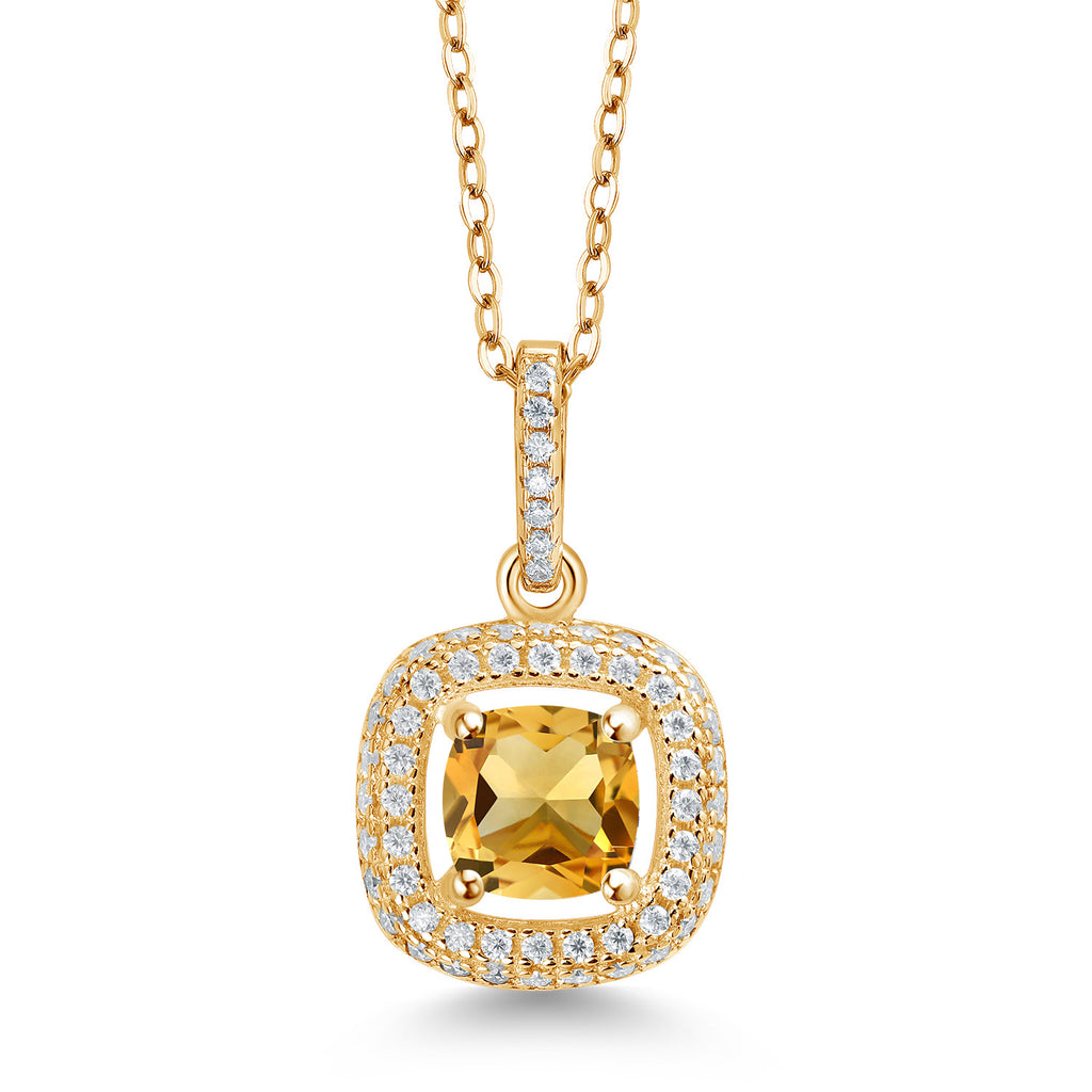 Citrine - November_925 Yellow Gold Plated Silver_Pendant in 925 Yellow Gold Plated Silver