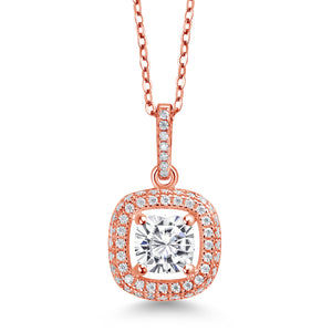 White Moissanite - April_925 Rose Gold Plated Silver_Pendant in 925 Rose Gold Plated Silver