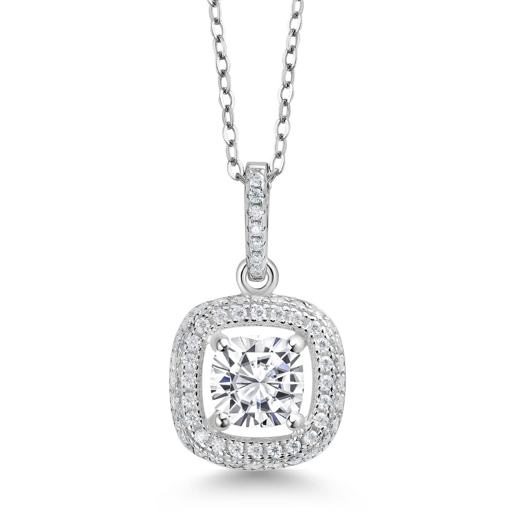 White Moissanite - April_925 Sterling Silver_Pendant in 925 Sterling Silver