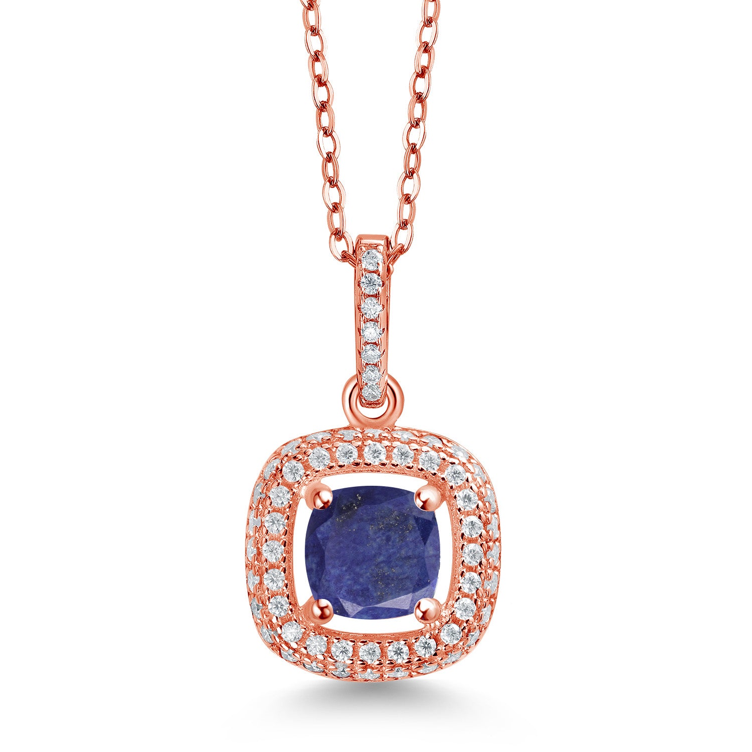 Blue Lapis_925 Rose Gold Plated Silver_Pendant in 925 Rose Gold Plated Silver