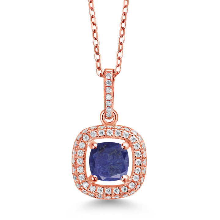 Blue Lapis_925 Rose Gold Plated Silver_Pendant in 925 Rose Gold Plated Silver