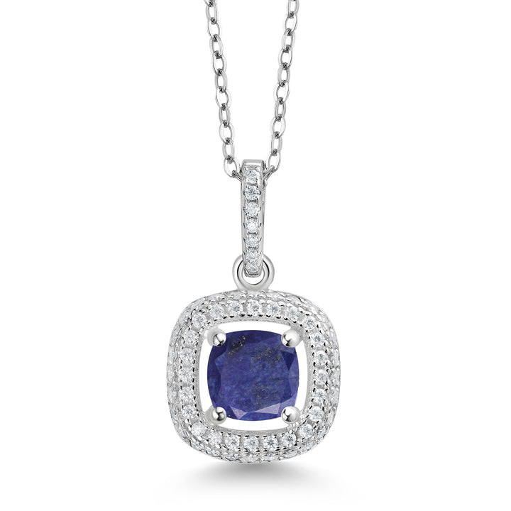 Blue Lapis_925 Sterling Silver_Pendant in 925 Sterling Silver