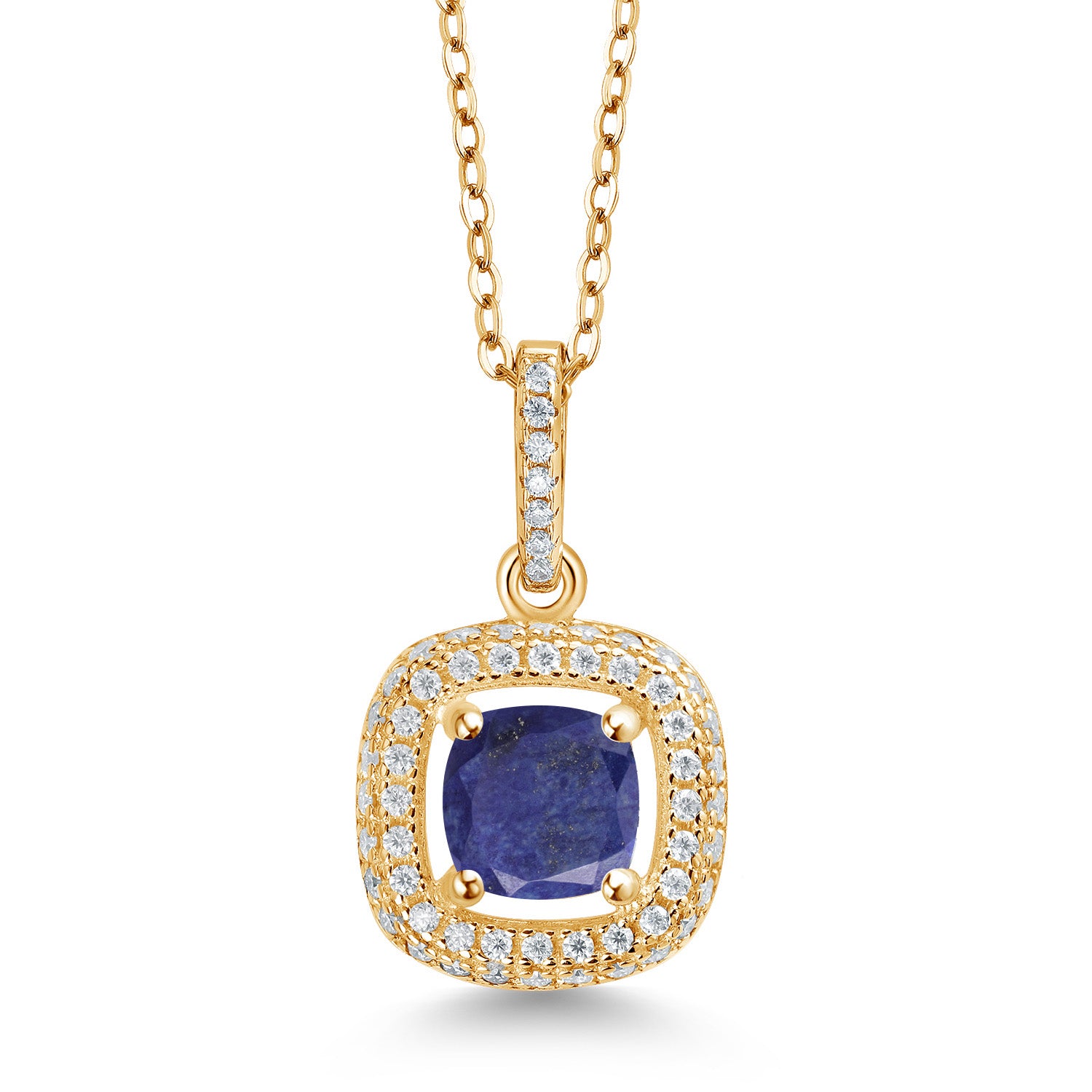 Blue Lapis_925 Yellow Gold Plated Silver_Pendant in 925 Yellow Gold Plated Silver