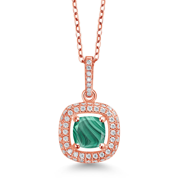 Malachite_925 Rose Gold Plated Silver_Pendant in 925 Rose Gold Plated Silver