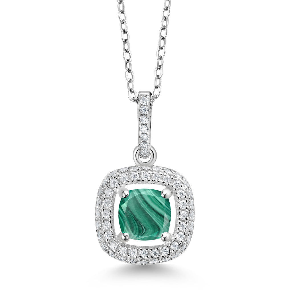 Malachite_925 Sterling Silver_Pendant in 925 Sterling Silver