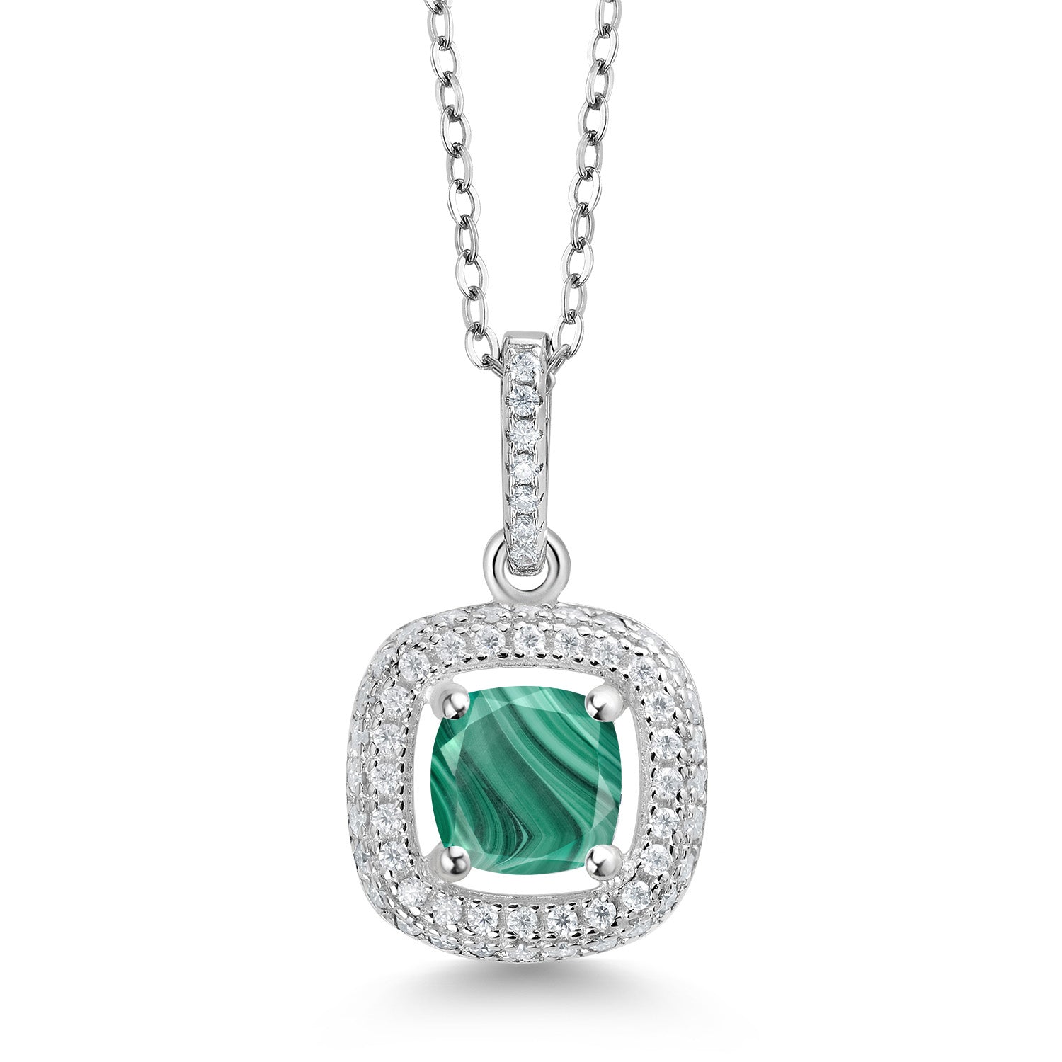 Malachite_925 Sterling Silver_Pendant in 925 Sterling Silver