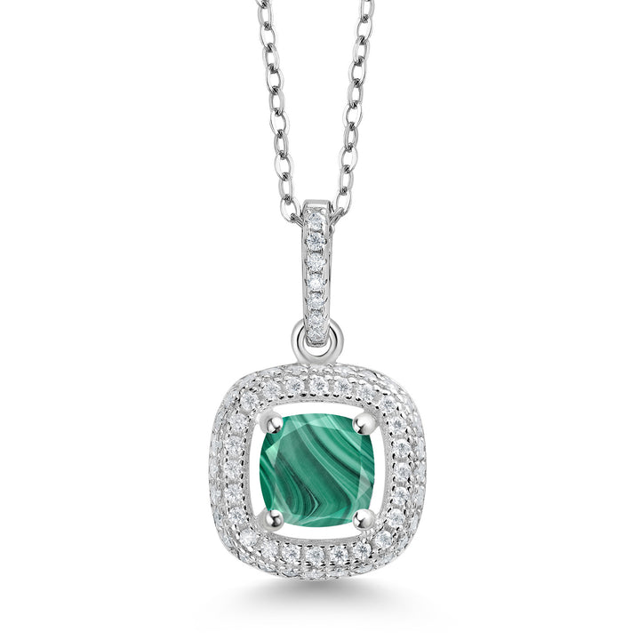 Malachite_925 Sterling Silver_Pendant in 925 Sterling Silver
