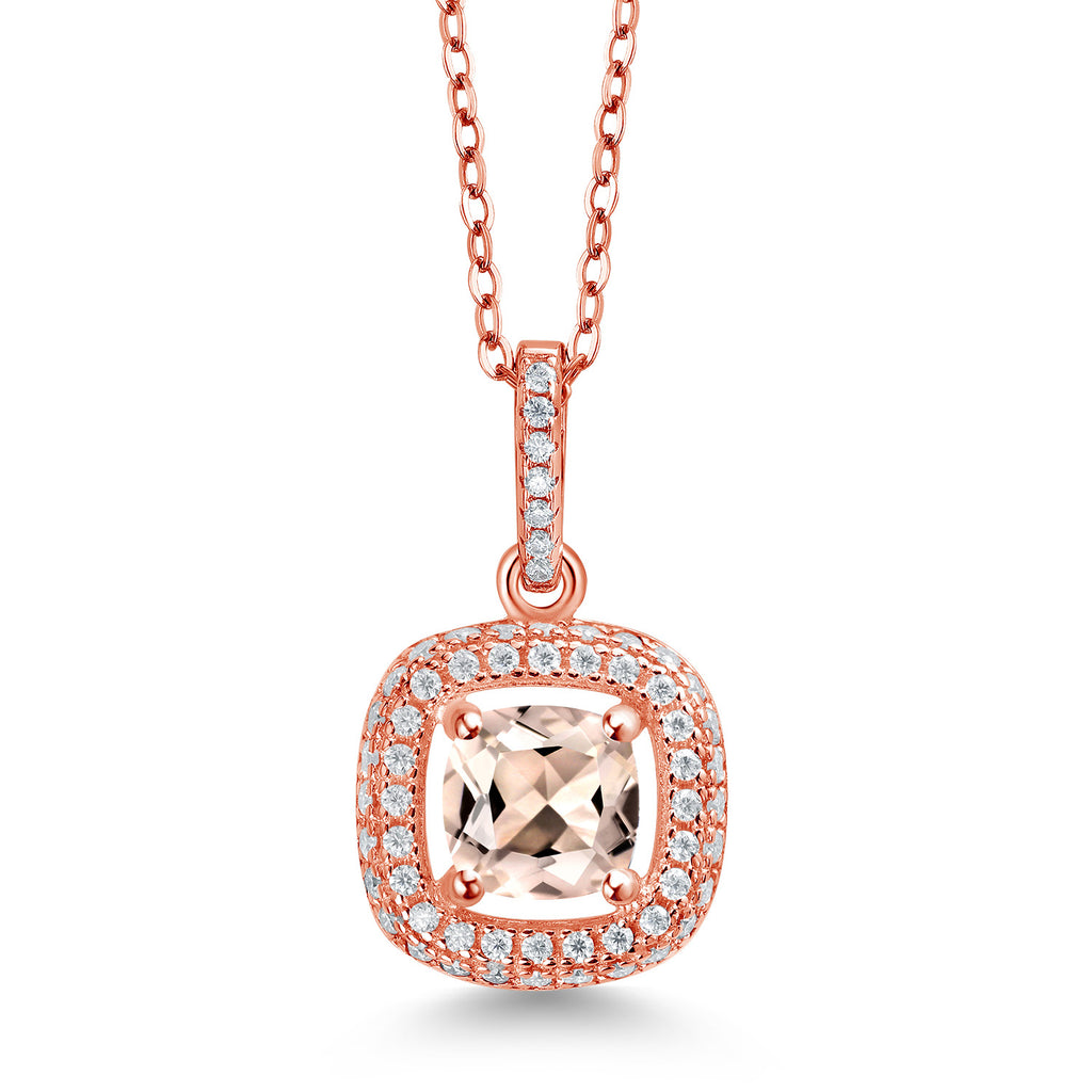 Morganite - October_925 Rose Gold Plated Silver_Pendant in 925 Rose Gold Plated Silver