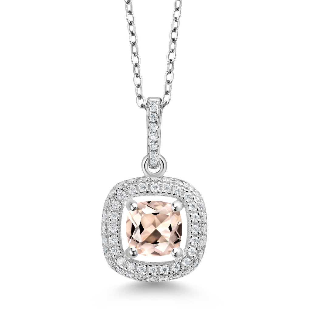 Morganite - October_925 Sterling Silver_Pendant in 925 Sterling Silver