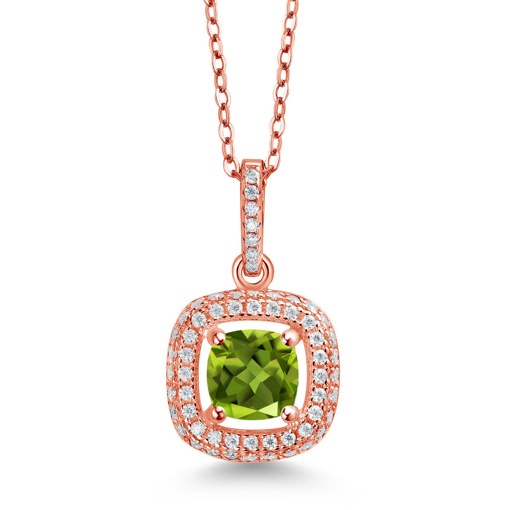 Peridot - August_925 Rose Gold Plated Silver_Pendant in 925 Rose Gold Plated Silver