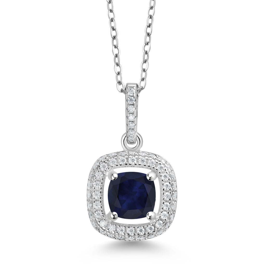 Blue Sapphire - September_925 Sterling Silver_Pendant in 925 Sterling Silver