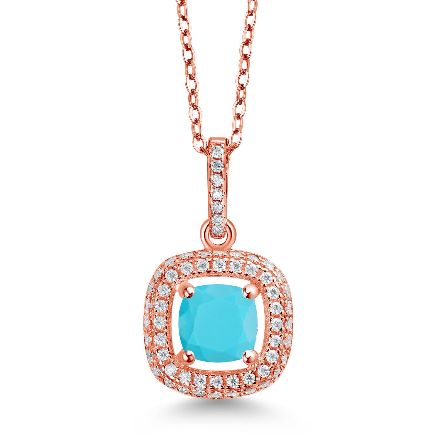Turquoise_925 Rose Gold Plated Silver_Pendant in 925 Rose Gold Plated Silver