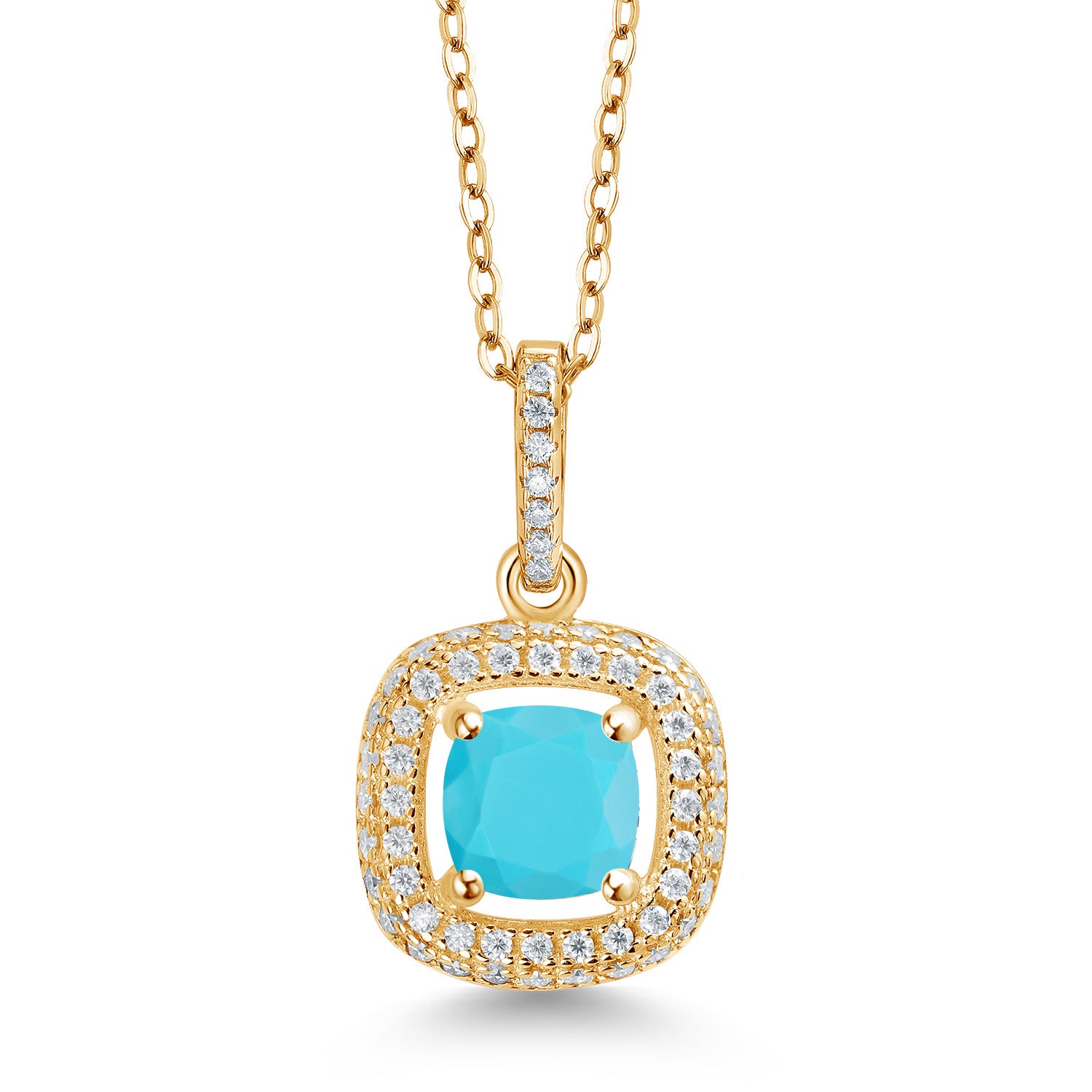 Turquoise_925 Yellow Gold Plated Silver_Pendant in 925 Yellow Gold Plated Silver