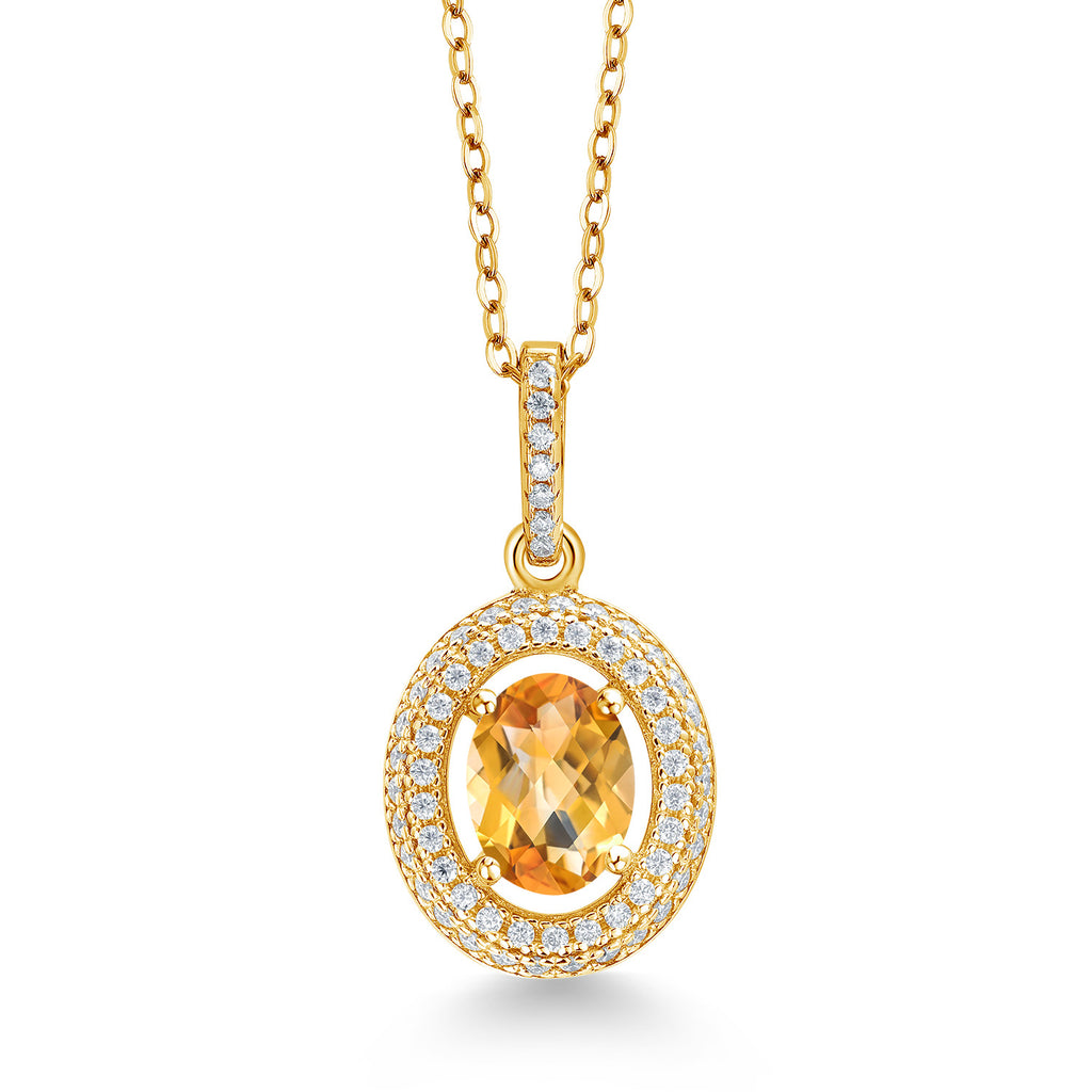 Citrine-Checkerboard - November_Yellow Gold Plated Silver_Pendant in Yellow Gold Plated Silver