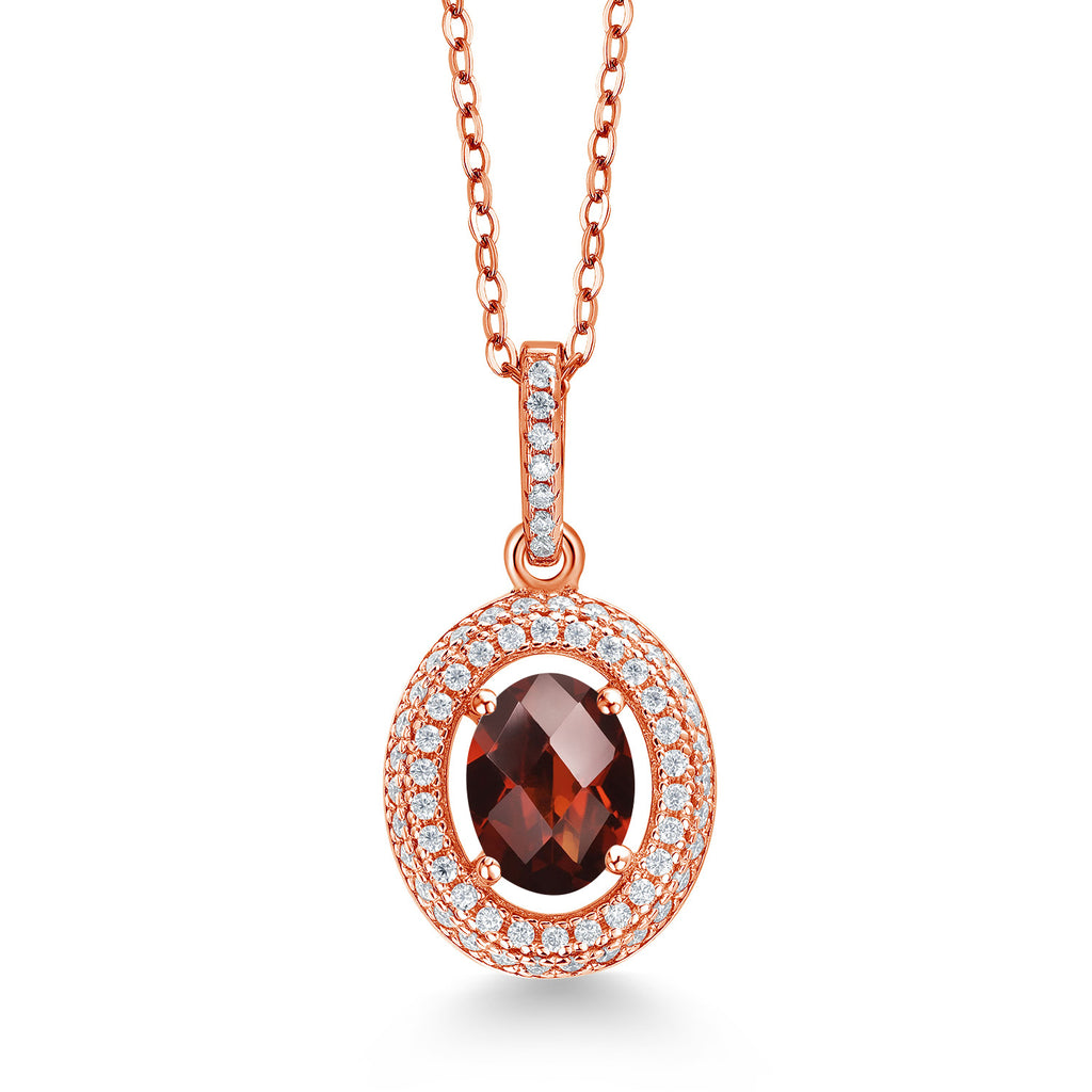 Garnet-Checkerboard - January_Rose Gold Plated Silver_Pendant in Rose Gold Plated Silver
