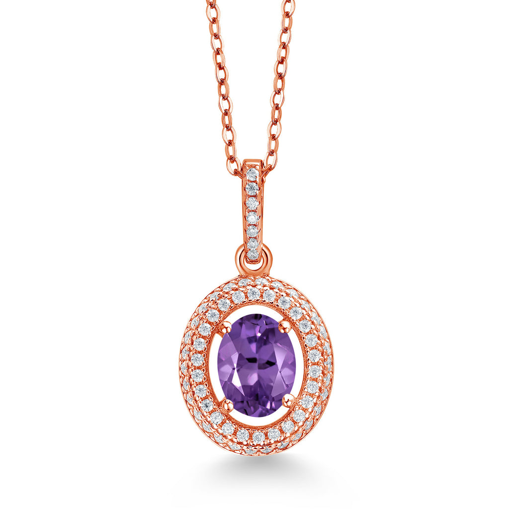 Amethyst - February_Rose Gold Plated Silver_Pendant in Rose Gold Plated Silver