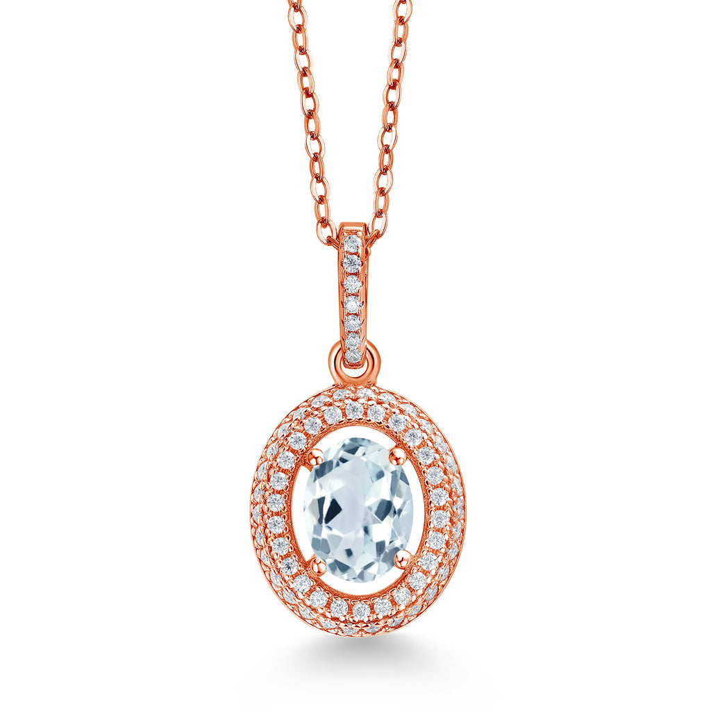 Aquamarine - March_Rose Gold Plated Silver_Pendant in Rose Gold Plated Silver