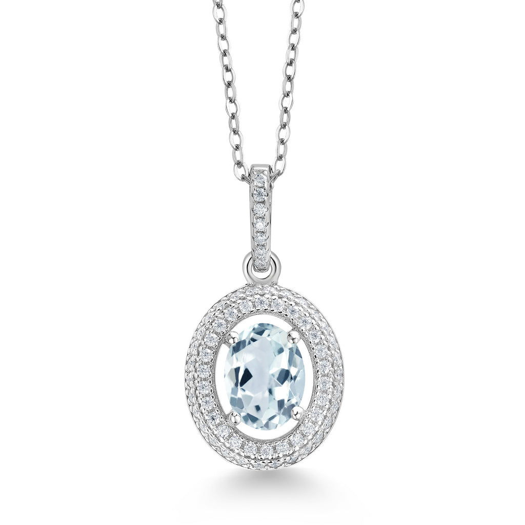 Aquamarine - March_Sterling Silver_Pendant in Sterling Silver