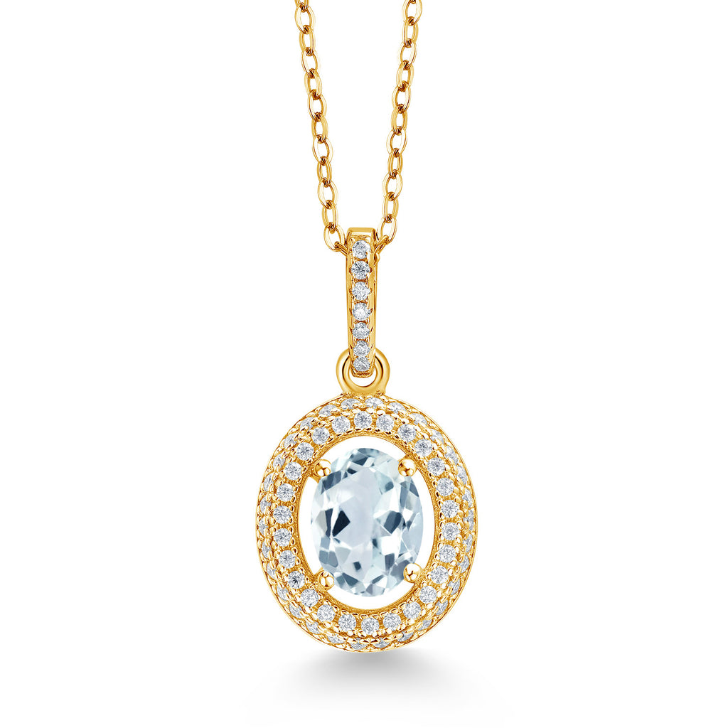 Aquamarine - March_Yellow Gold Plated Silver_Pendant in Yellow Gold Plated Silver