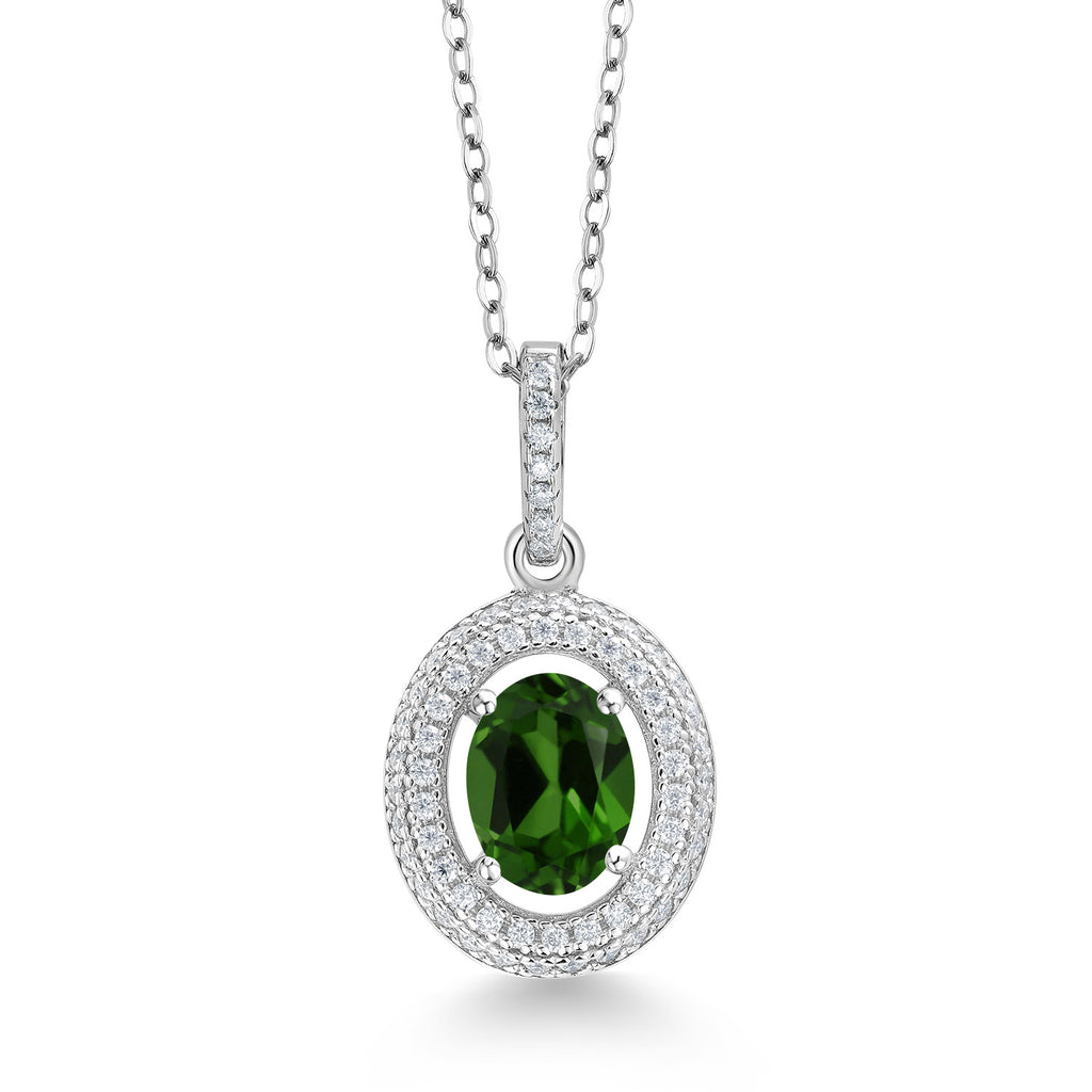 Chrome Diopside_Sterling Silver_Pendant in Sterling Silver