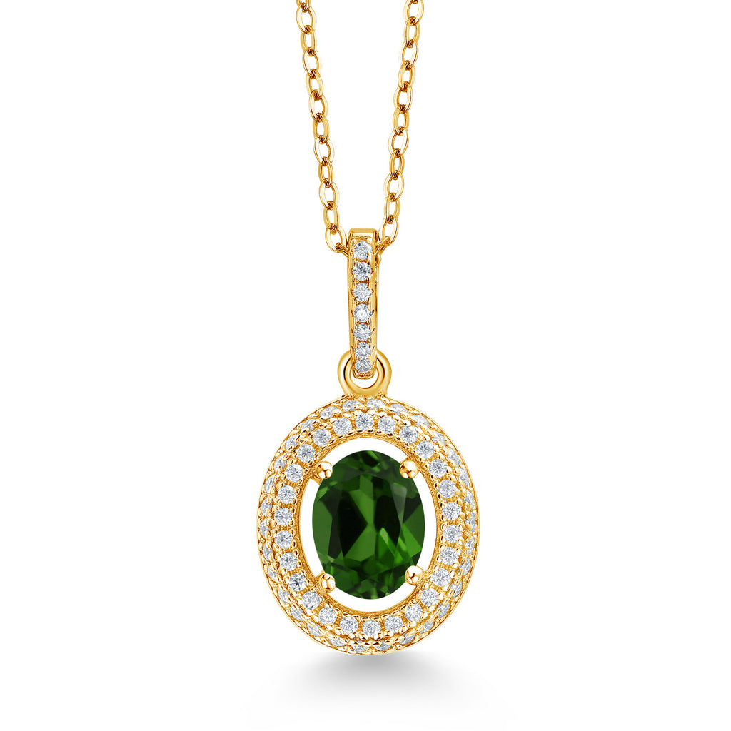 Chrome Diopside_Yellow Gold Plated Silver_Pendant in Yellow Gold Plated Silver