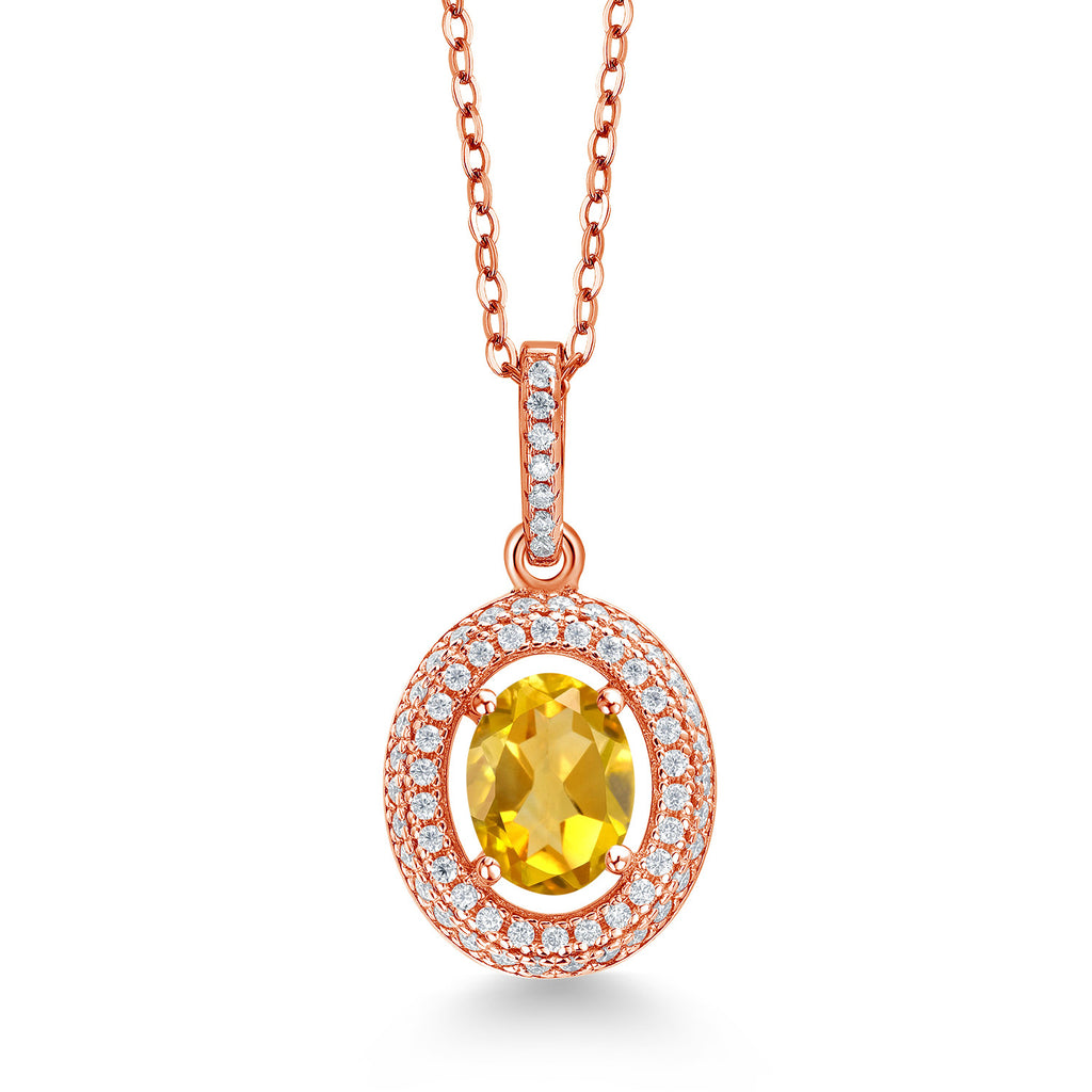 Citrine - November_Rose Gold Plated Silver_Pendant in Rose Gold Plated Silver