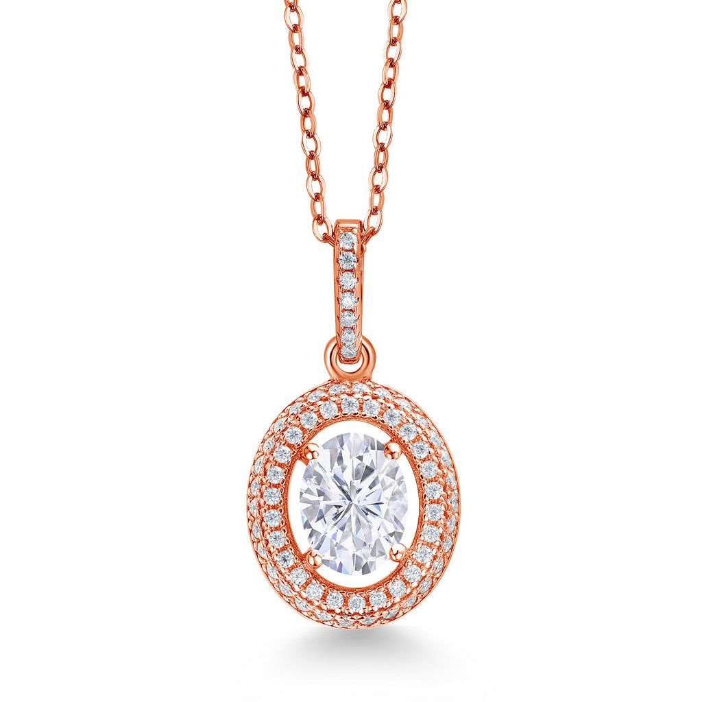 White Moissanite - April_Rose Gold Plated Silver_Pendant in Rose Gold Plated Silver