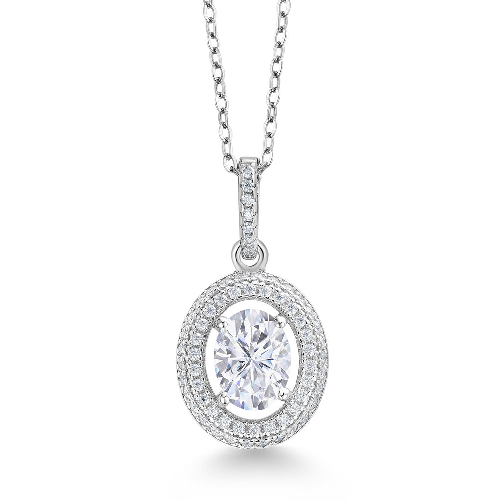 White Moissanite - April_Sterling Silver_Pendant in Sterling Silver