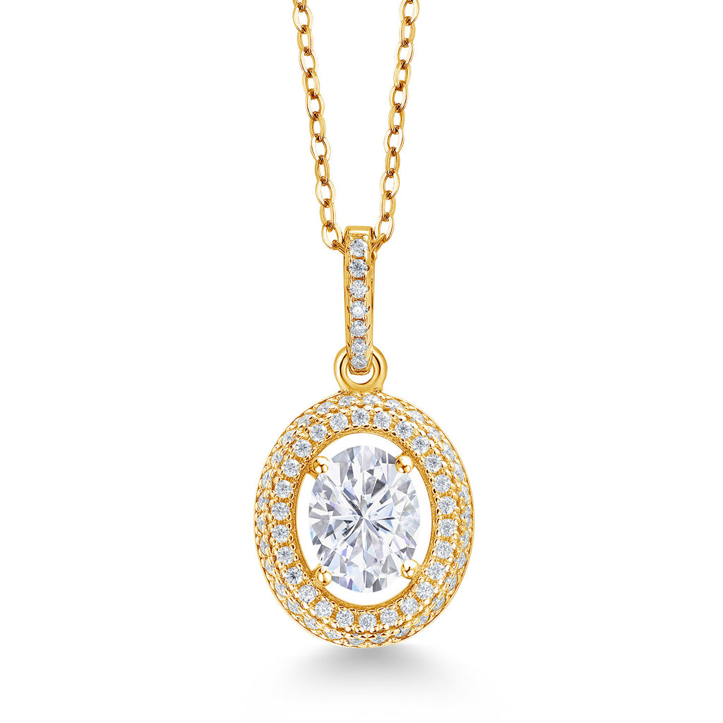 White Moissanite - April_Yellow Gold Plated Silver_Pendant in Yellow Gold Plated Silver